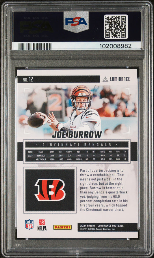 2024 Panini Luminance Joe Burrow #12 Red PSA 10