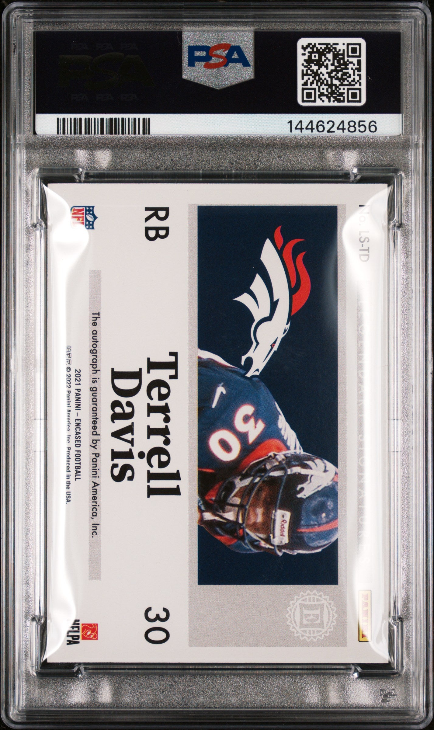 2021 Panini Encased Legendary Signatures Terrell Davis #LSTD Sapphire /10 PSA 8