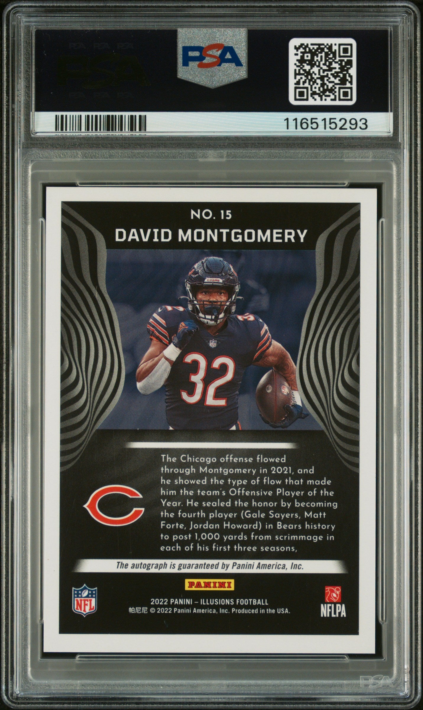 2022 Panini Illusions David Montgomery #15 T C Signature Black PSA 8 Auto 10