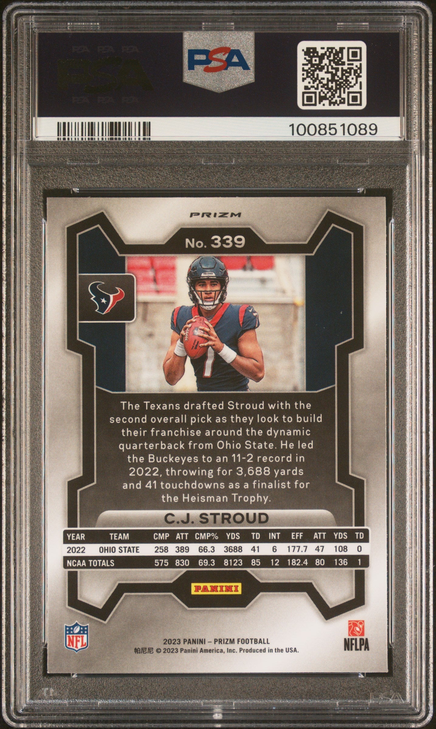 2023 Panini Prizm CJ Stroud #339 Green Wave PSA 9