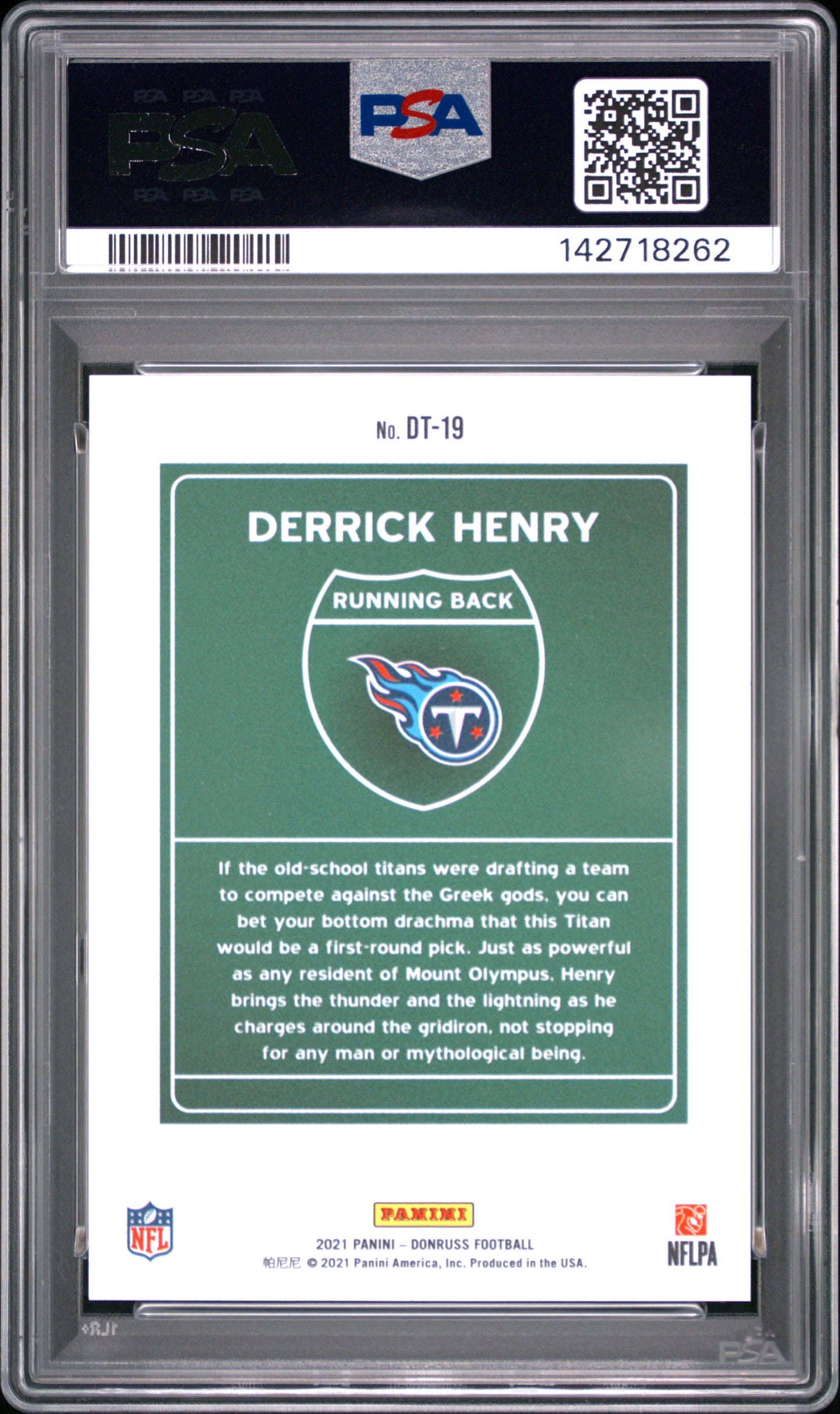 2021 Panini Donruss Downtown Derrick Henry #DT-19 Downtown! PSA 10