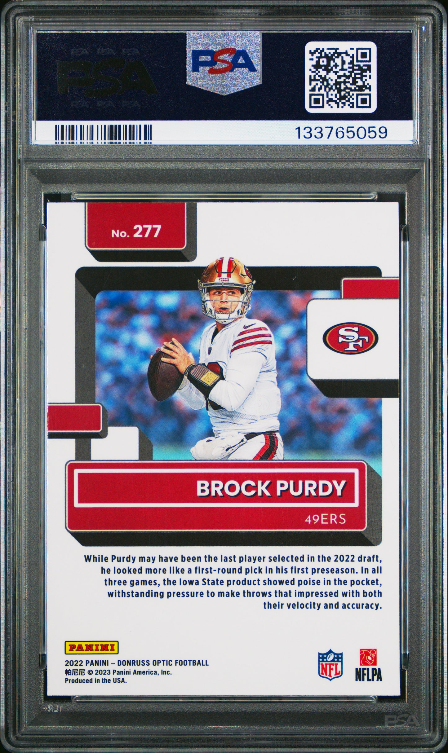 2022 Panini Donruss Optic Brock Purdy #277 PSA 9