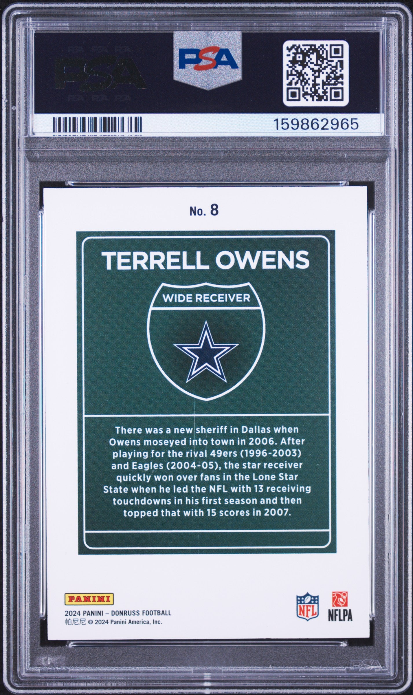 2024 Panini Donruss Downtown! Terrell Owens #8 PSA 9