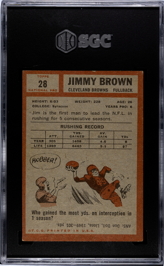 1962 Topps Jimmy Brown #28 SGC 4.5