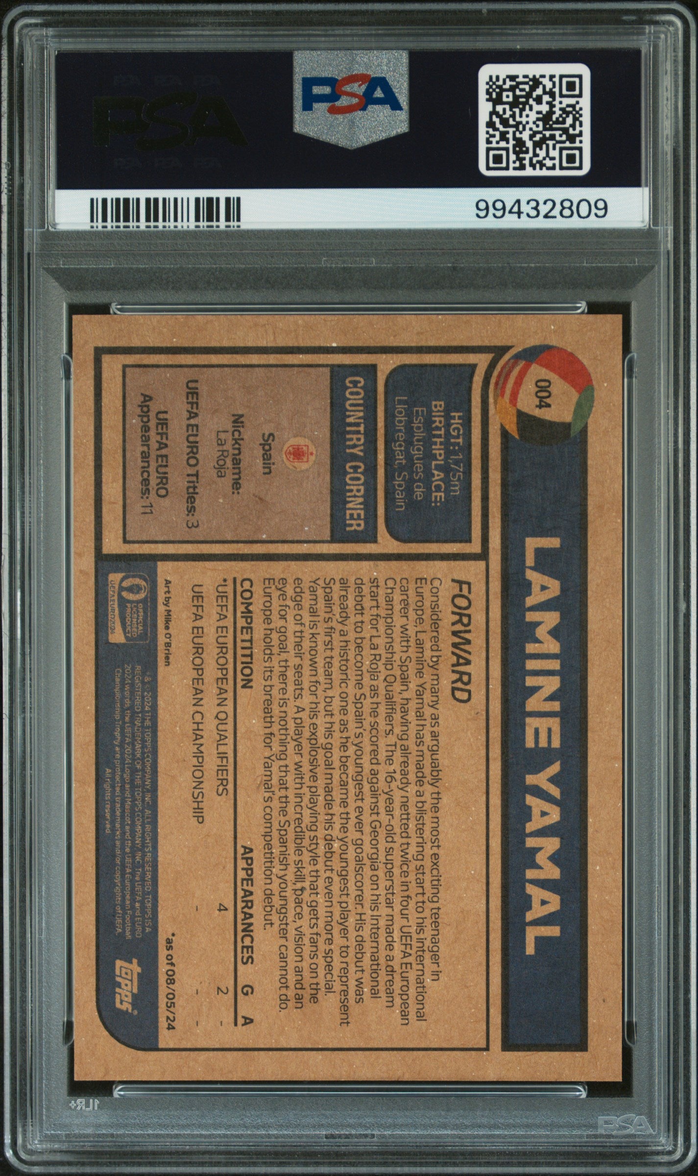 2024 Topps Living Road To UEFA Euro 2024 Lamine Yamal #004 '24 PSA 10