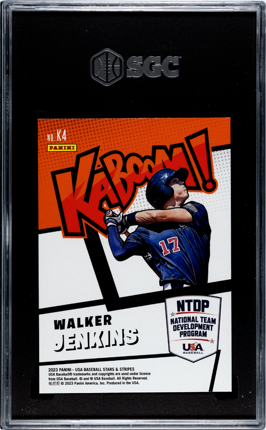 2023 Panini Stars & Stripes Walker Jenkins #K4 Kaboom! SGC 9.5