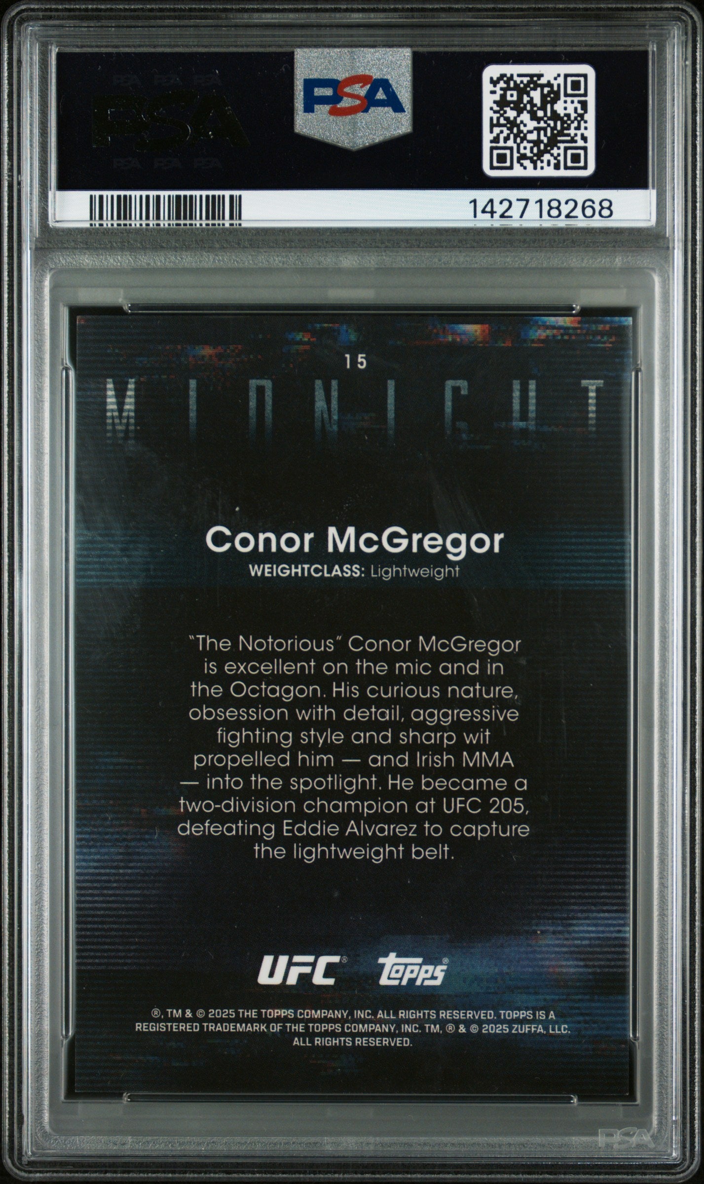 2025 Topps Midnight UFC Conor McGregor #15 Moonrise PSA 9