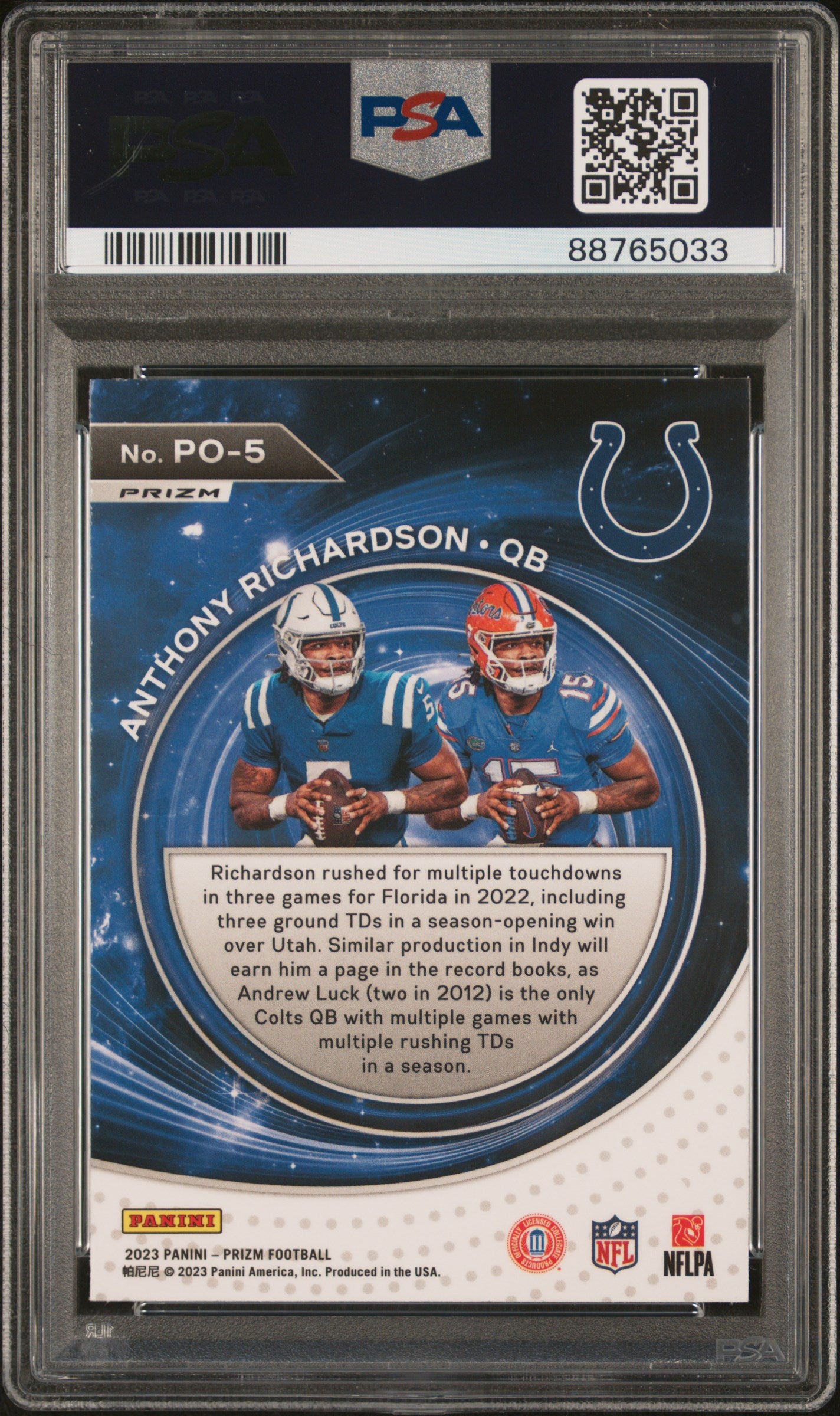 Panini 2023 Prizm Portals Anthony Richardson #PO5 Green Ice PSA 10