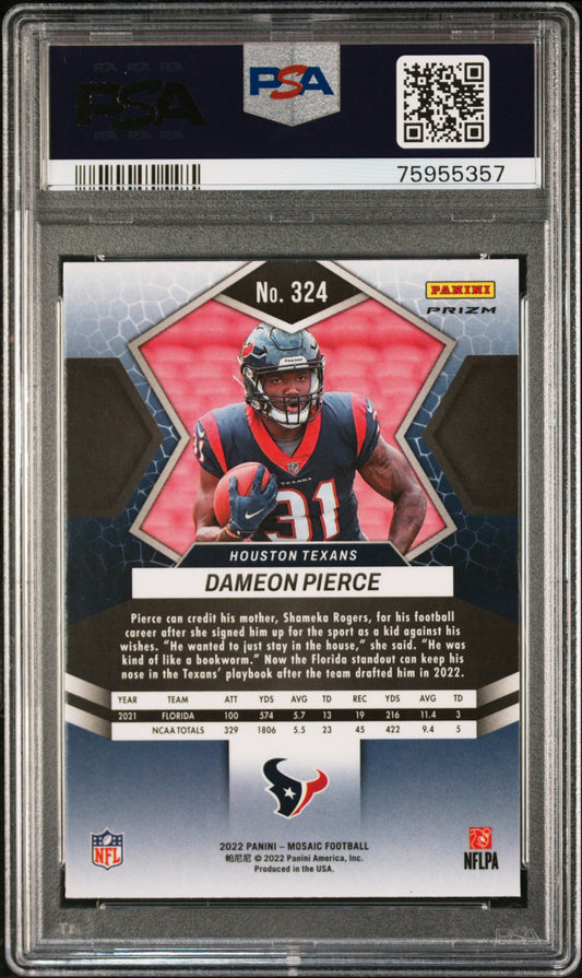 2022 Panini Mosaic Dameon Pierce #324 Genesis PSA 10