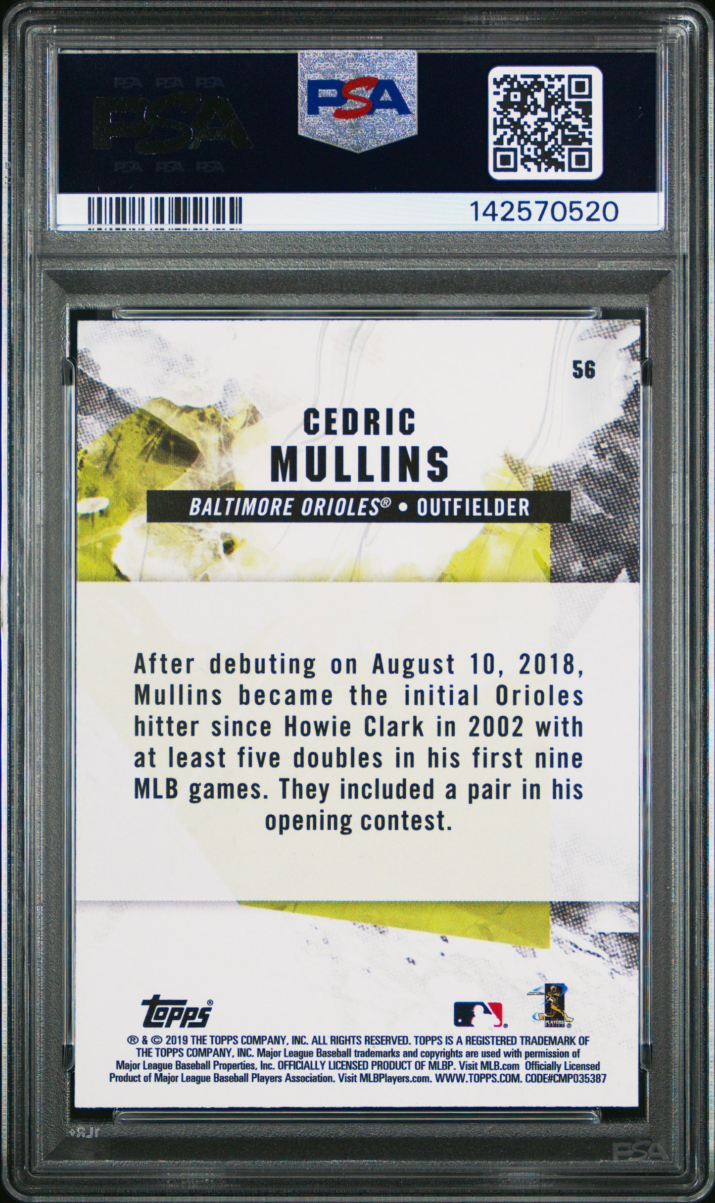 2025 Topps Archives Signature Series Cedric Mullins #56 2019 Fire /10 PSA 9