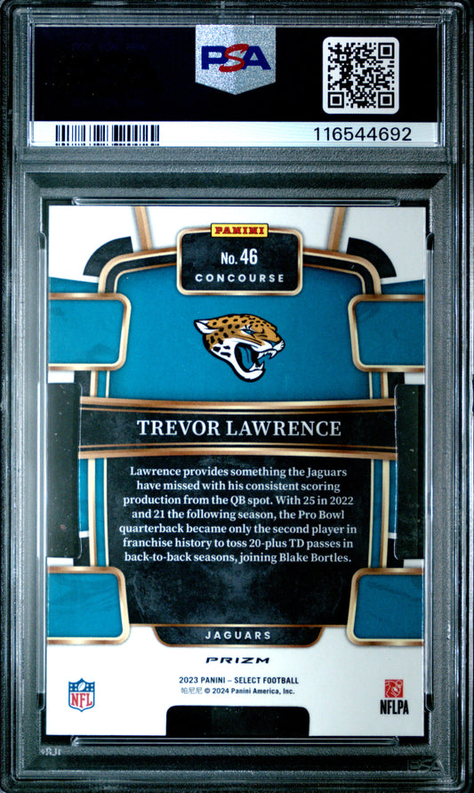 2023 Panini Select Trevor Lawrence #46 Die Cut Black & Red Prizm PSA 9