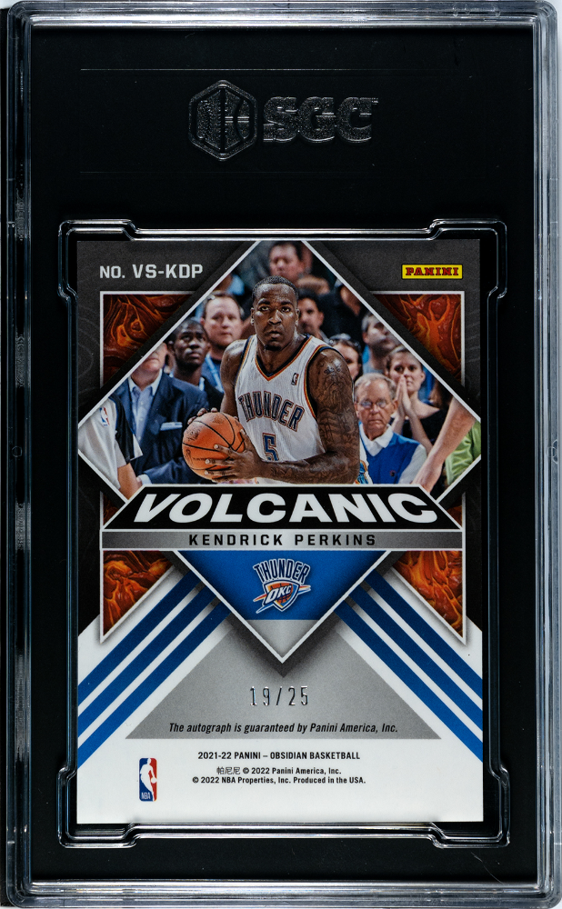 2021 Panini Obsidian Kendrick Perkins Volcanic Electric Etch Green 19/25 SGC 9.5