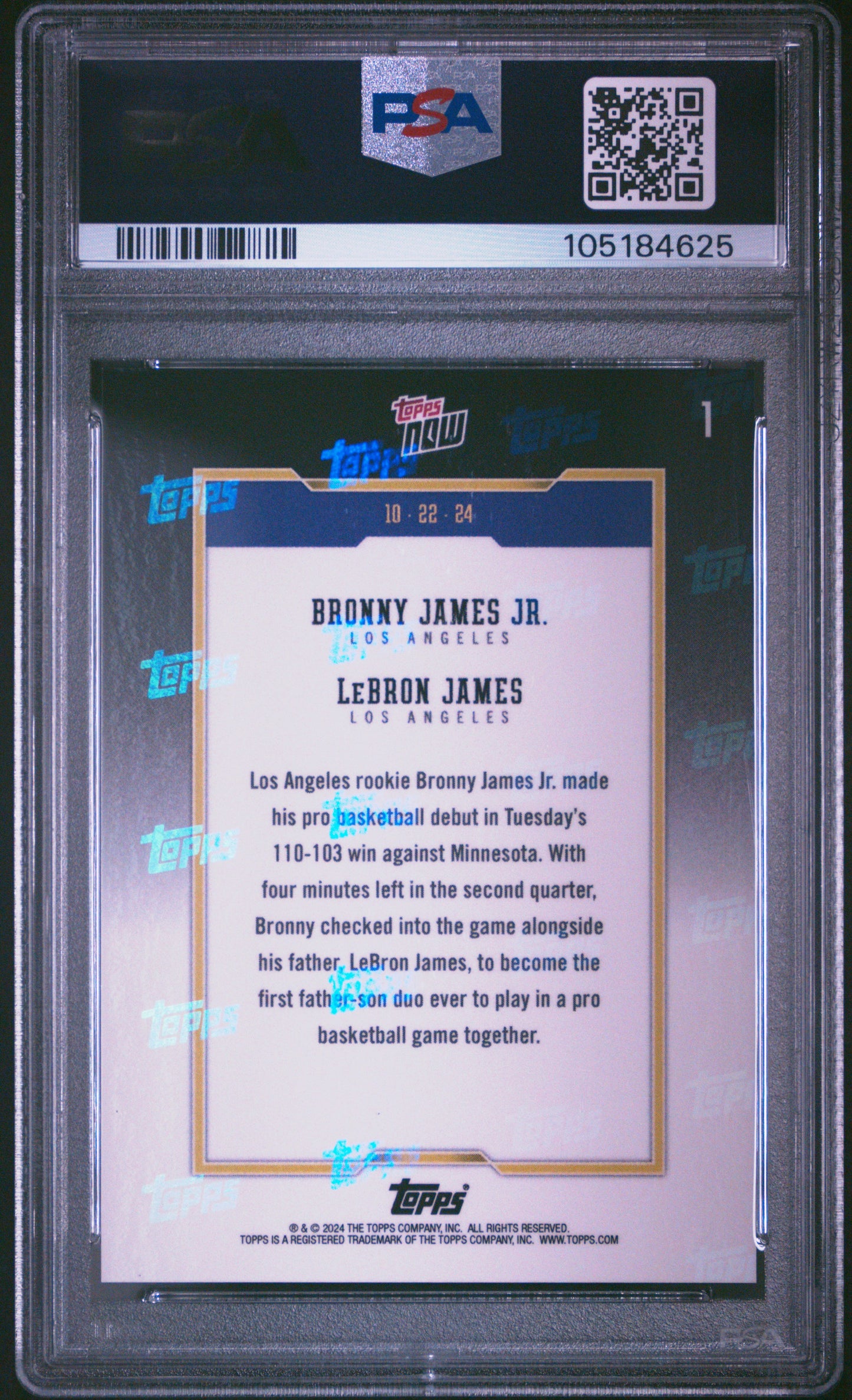 2024 Topps Now B. James L. James #1 PSA 10