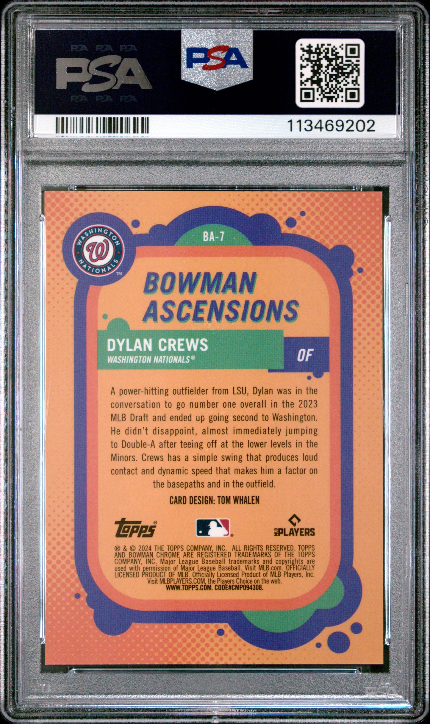 2024 Bowman Chrome Mega Box Bowman Ascensions Dylan Crews #BA7 PSA 9