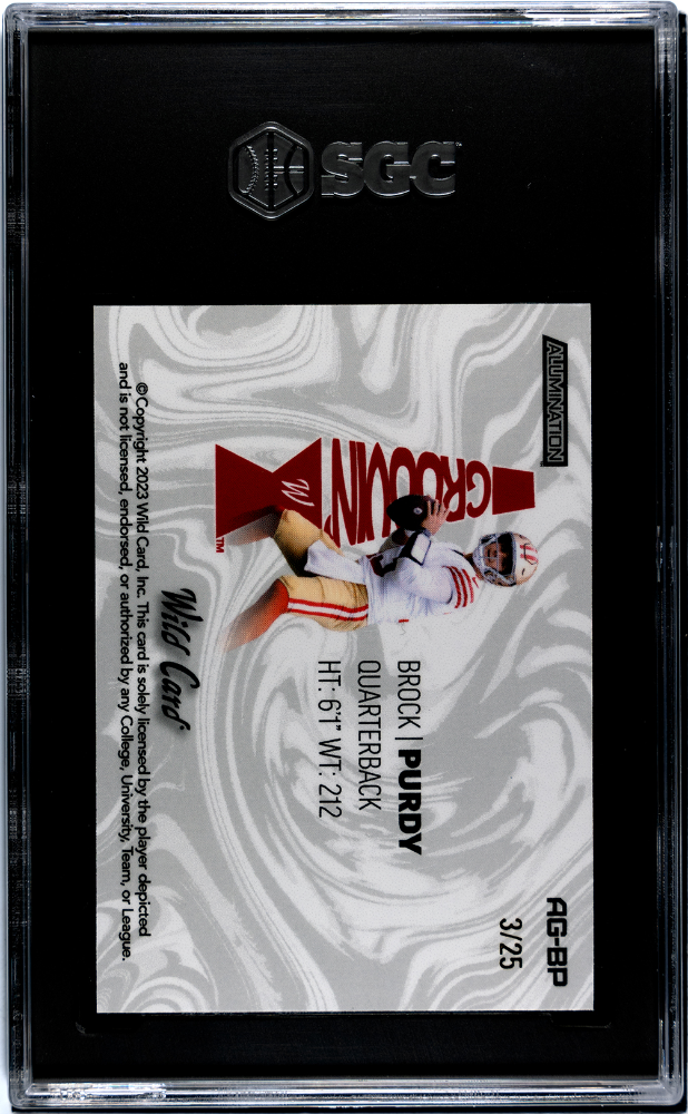 2023 Wild Card Alumination Rookie Brock Purdy #AG-BP Groovin' Purple Wave /25 SGC 10