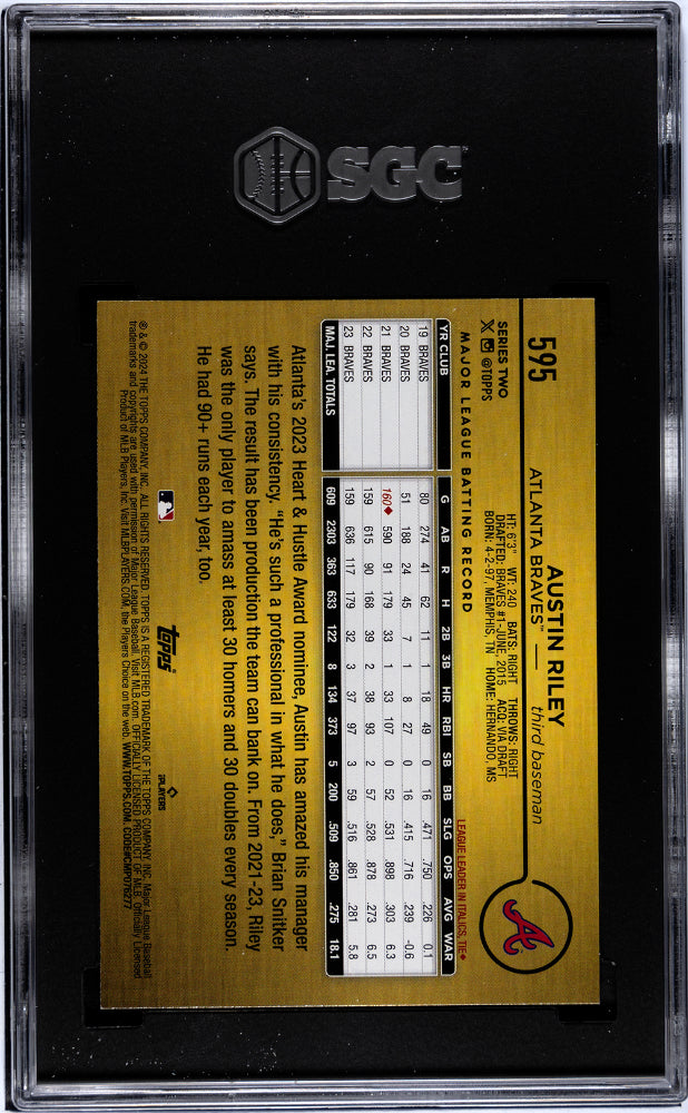 2024 Topps Austin Riley #595 Golden Mirror SSP SGC 9.5