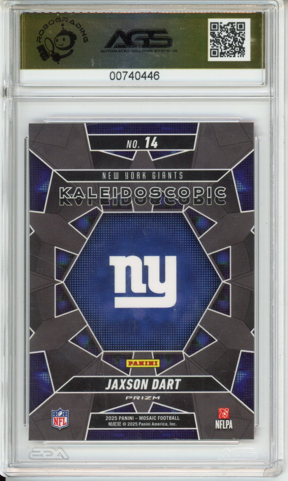 Football 2025 Panini Mosaic Jaxson Dart #014 AGS 10