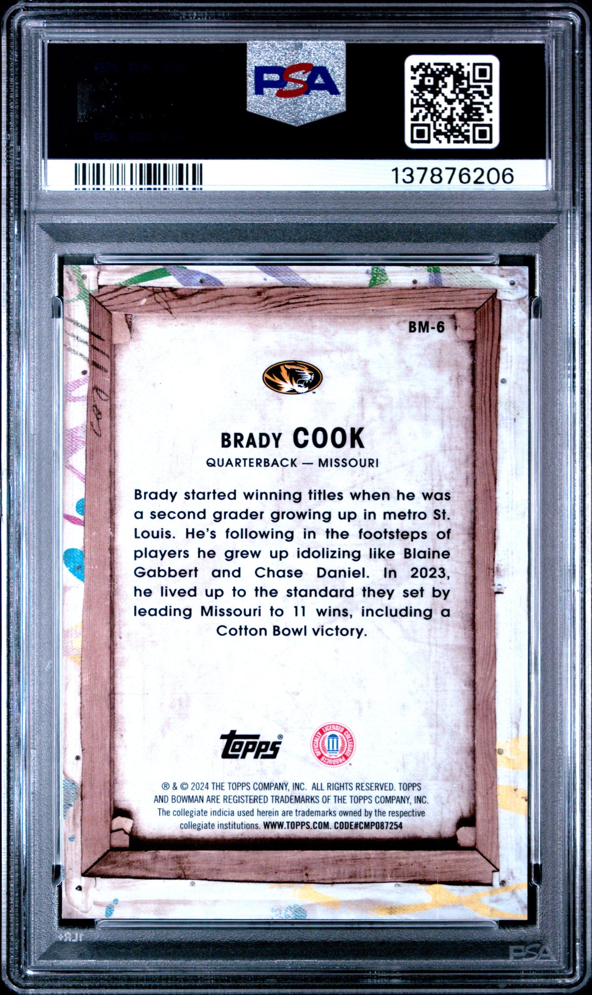 2024 Bowman Bowman Masterpieces Brady Cook #BM6 BM Red Refractor English PSA 10