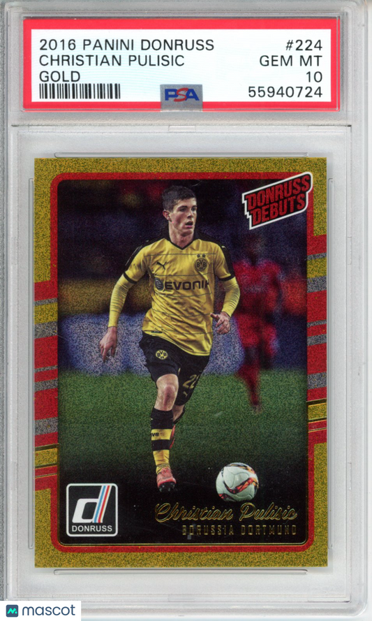 2016 Panini Donruss Christian Pulisic #224 Gold PSA 10