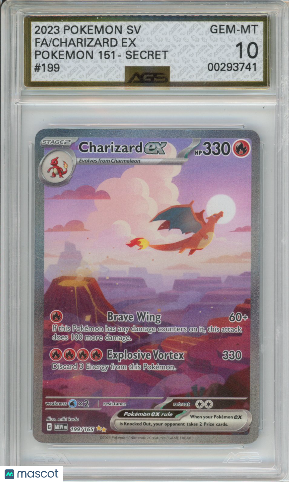 2023 Pokemon Sv: Scarlet & Violet 151 Charizard #199 AGS 10