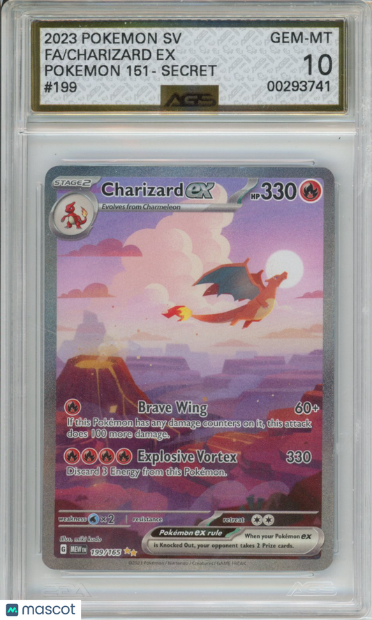 2023 Pokemon Sv: Scarlet & Violet 151 Charizard #199 AGS 10