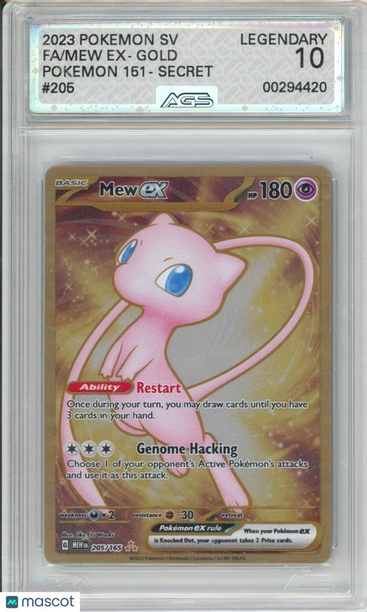 2023 Pokemon 151 Mew ex #205 Metal LEGENDARY AGS 10