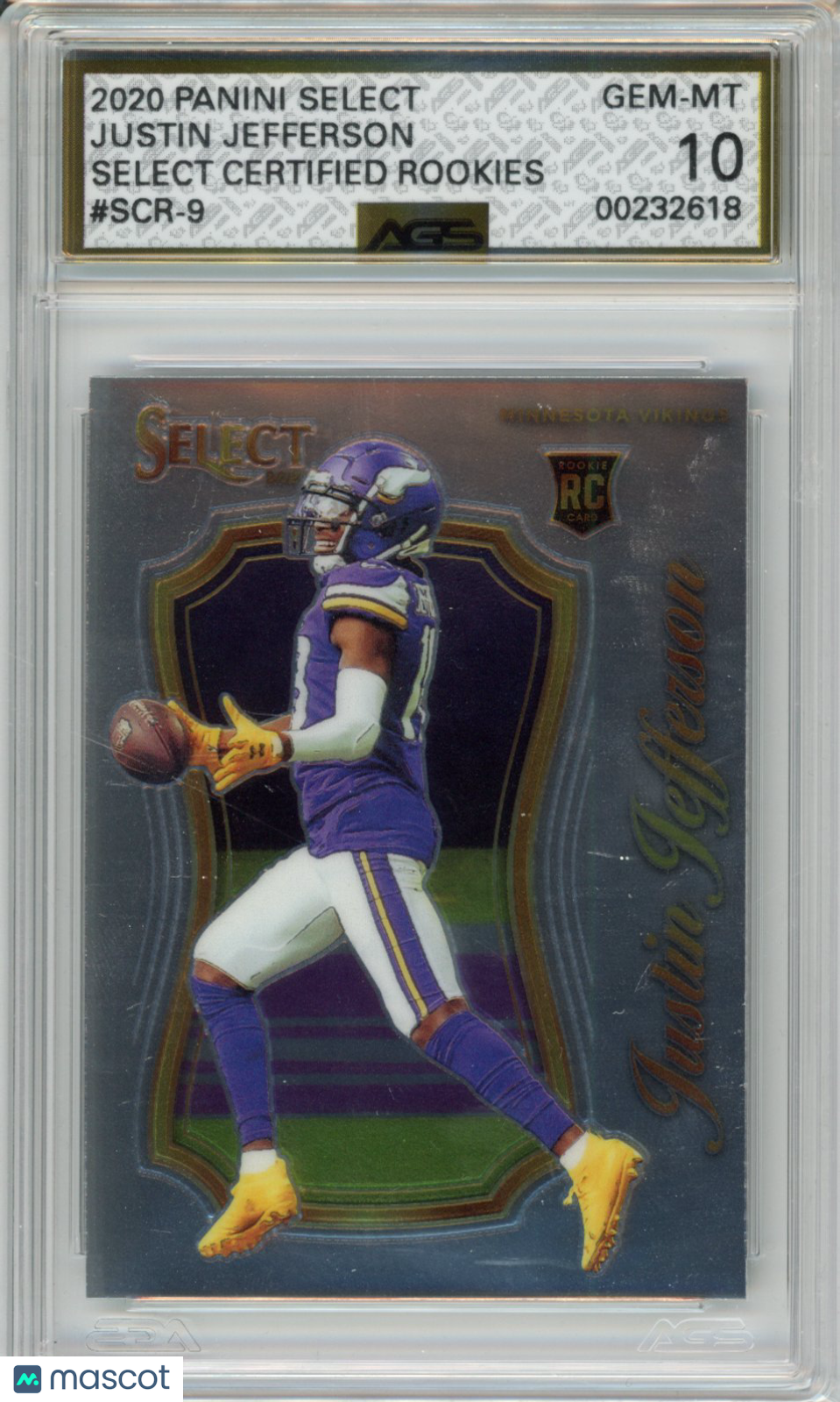 2021 Panini Select Justin Jefferson #SCR-9 Certified Rookies AGS 10