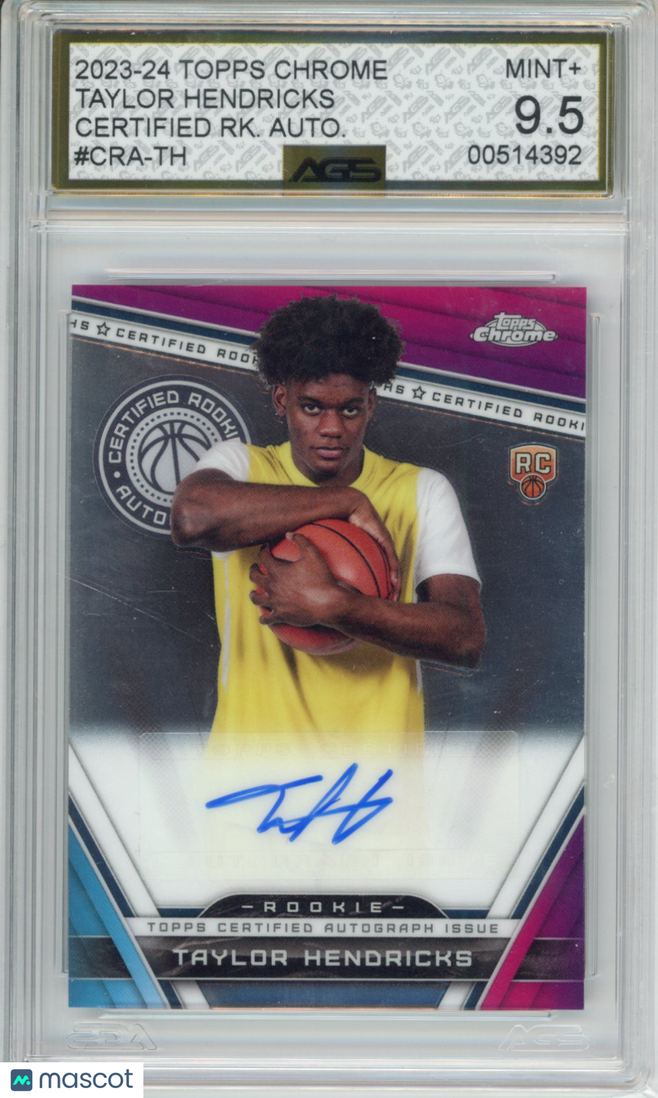2024 Basketball 2023-24 TOPPS CHROME BASKETBALL TAYLOR HENDRICKS #CRA-TH Unlimited AGS 9.5