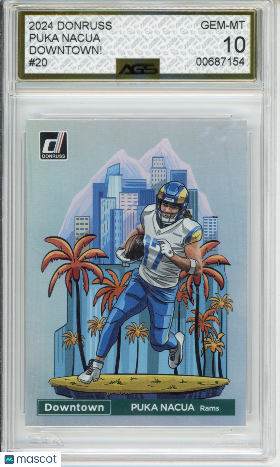 2025 Football 2024 DONRUSS Puka Nacua #020 Los Angeles Rams AGS 10