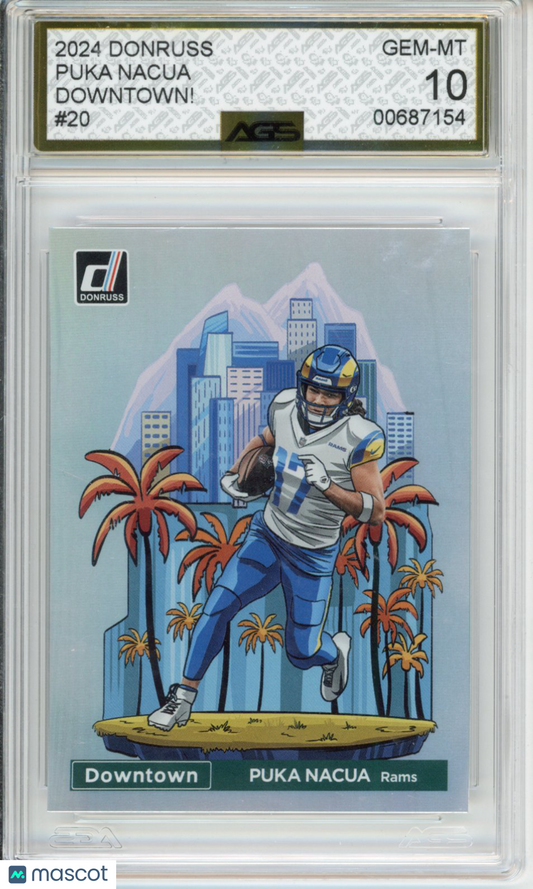 2025 Football 2024 DONRUSS Puka Nacua #020 Los Angeles Rams AGS 10