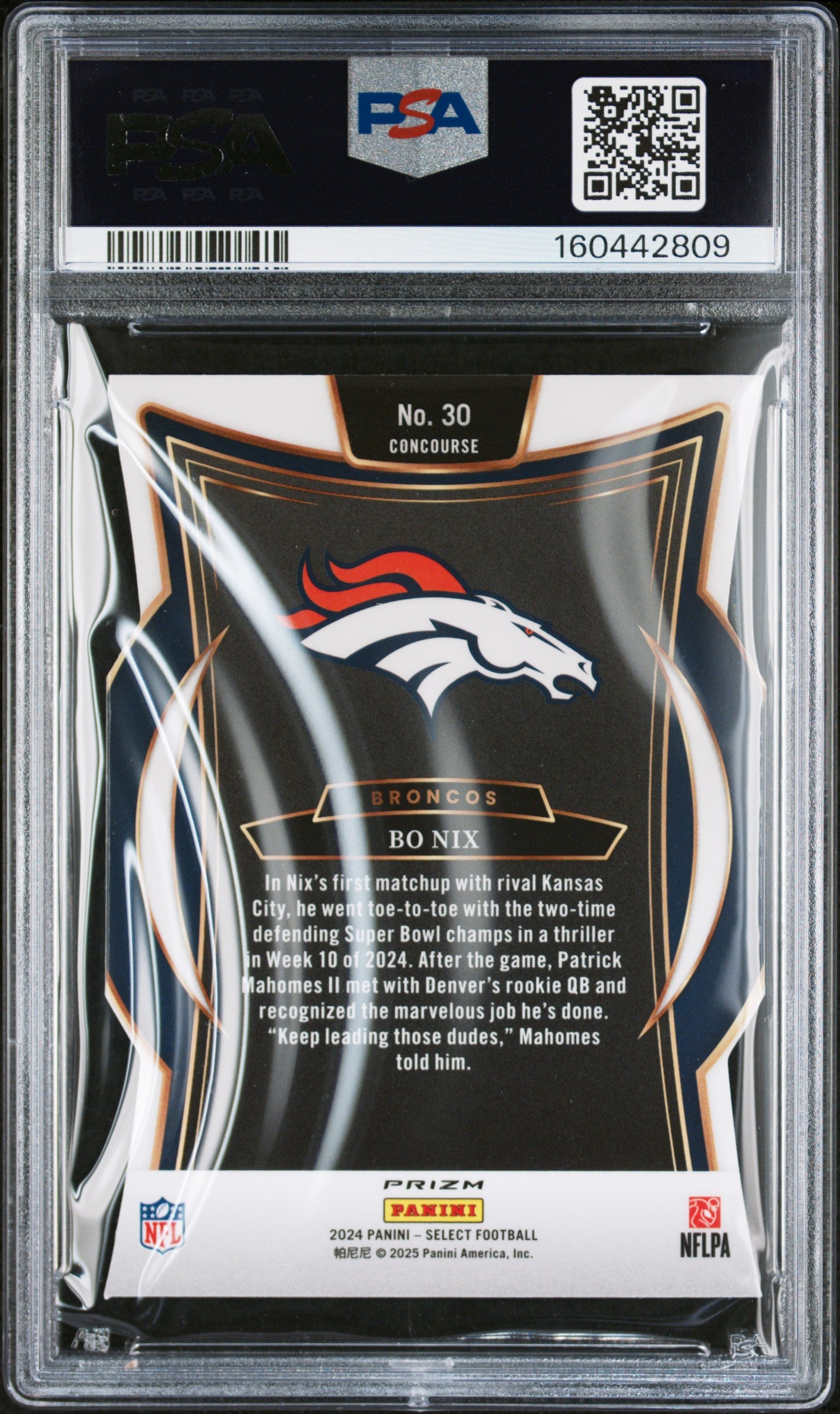 2024 Panini Select Football Bo Nix #30 Silver Die-Cut English PSA 8