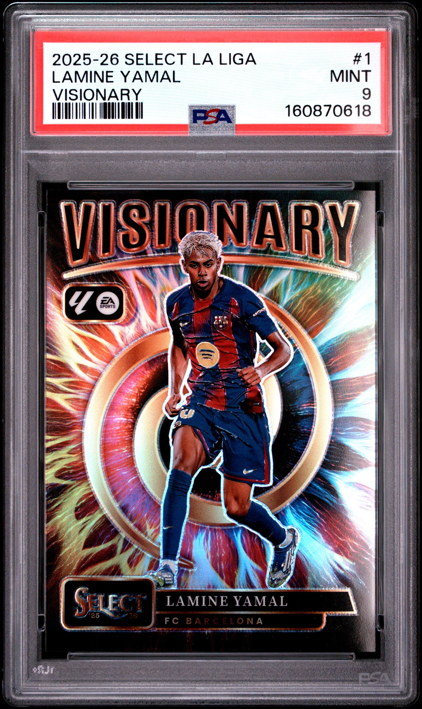 2025 2026 Panini Select La Liga Visionary Lamine Yamal 1 PSA 9