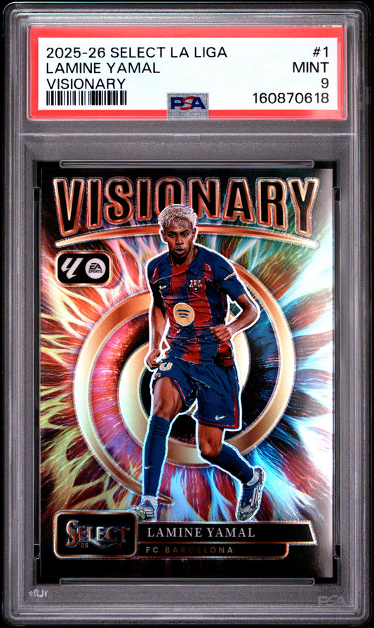 2025 2026 Panini Select La Liga Visionary Lamine Yamal 1 PSA 9