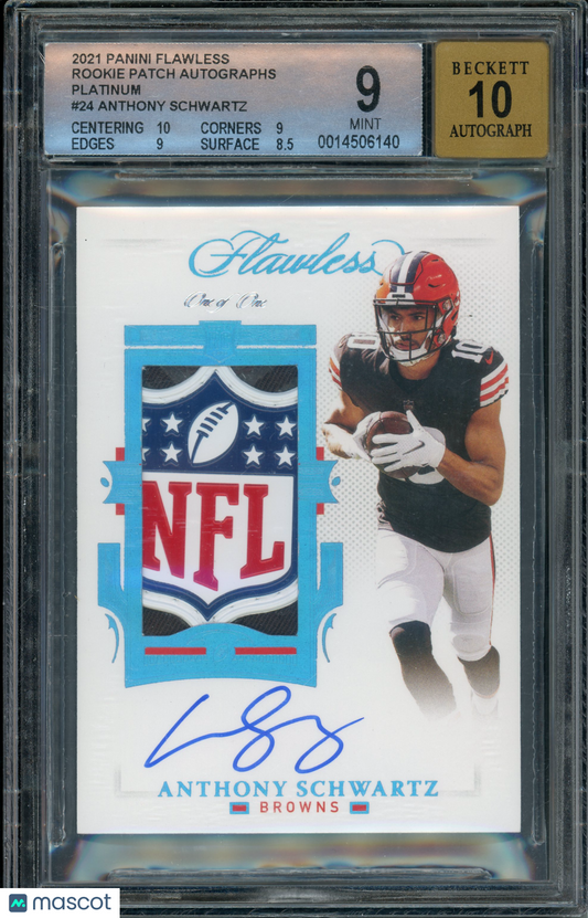 2021 Flawless Anthony Schwartz #24 Rookie Patch Auto Platinum 1/1 BGS 9 RPA