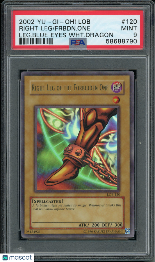 2002 Yu-Gi-Oh! LOB Right Leg of The Forbidden One #120 PSA 9