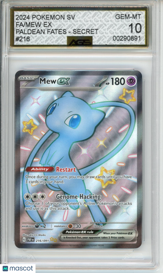 2024 Pokemon Paldean Fates Mew ex #216 AGS 10