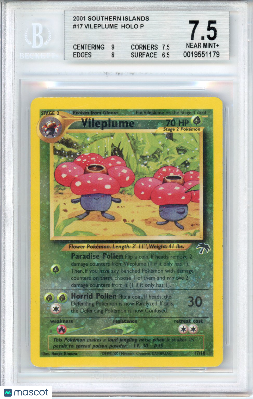 2001 Pokemon Southern Islands Vileplume #17 BGS 7.5