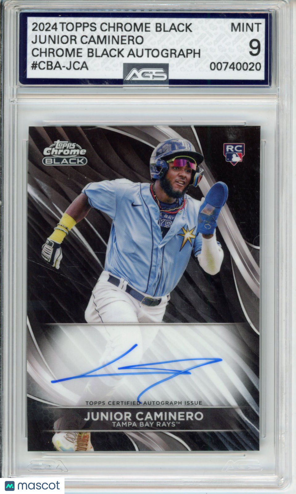 2024 TOPPS CHROME BLACK JUNIOR CAMINERO #CBA-JCA Tampa Bay Rays AGS 9