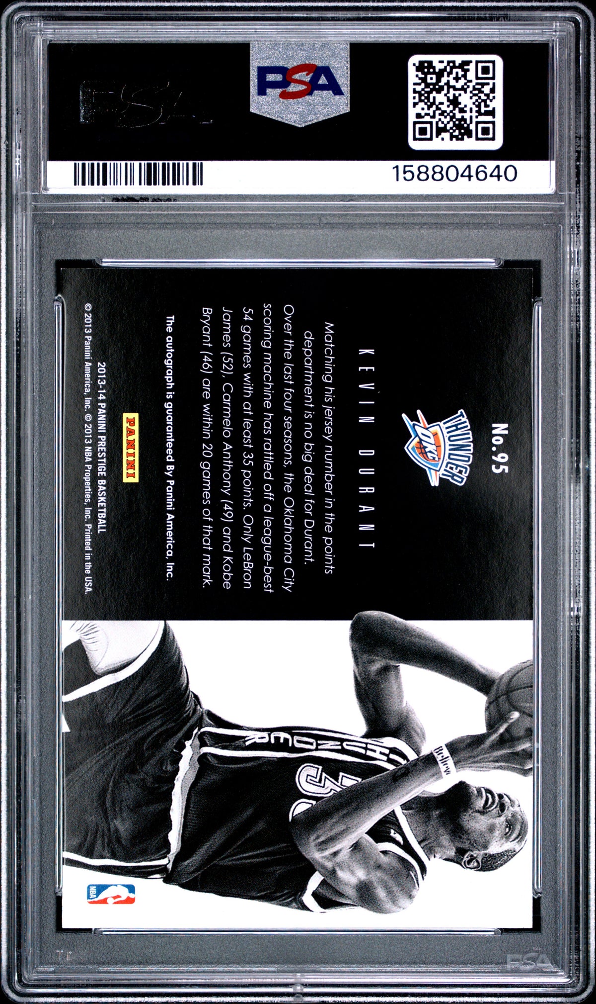 2013 Panini Prestige Bonus Shots Autographs Kevin Durant 95 English PSA 8