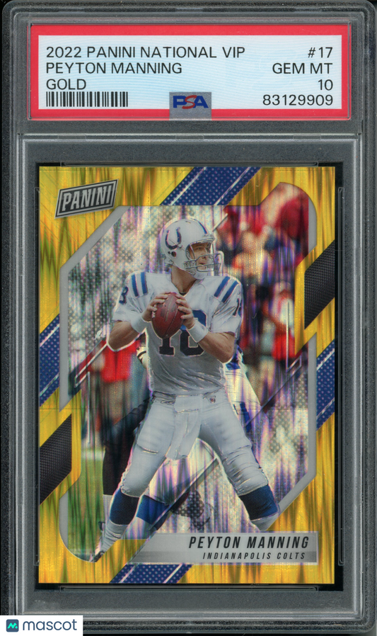 2022 Panini National VIP Peyton Manning #17 Gold PSA 10