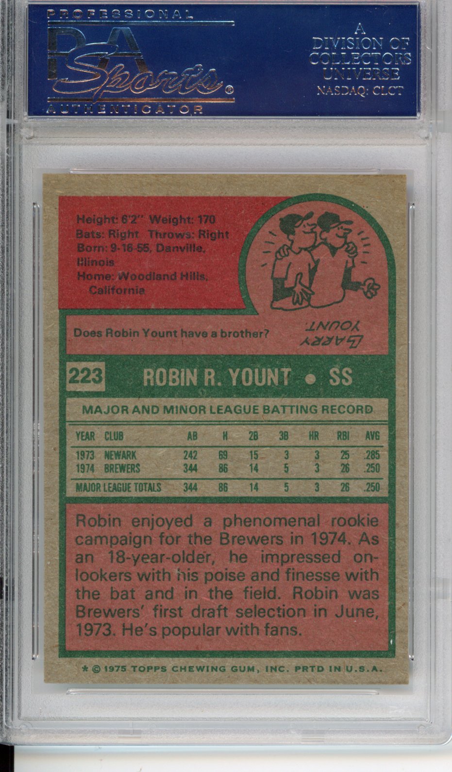 1975 Topps Robin Yount #223 PSA 7