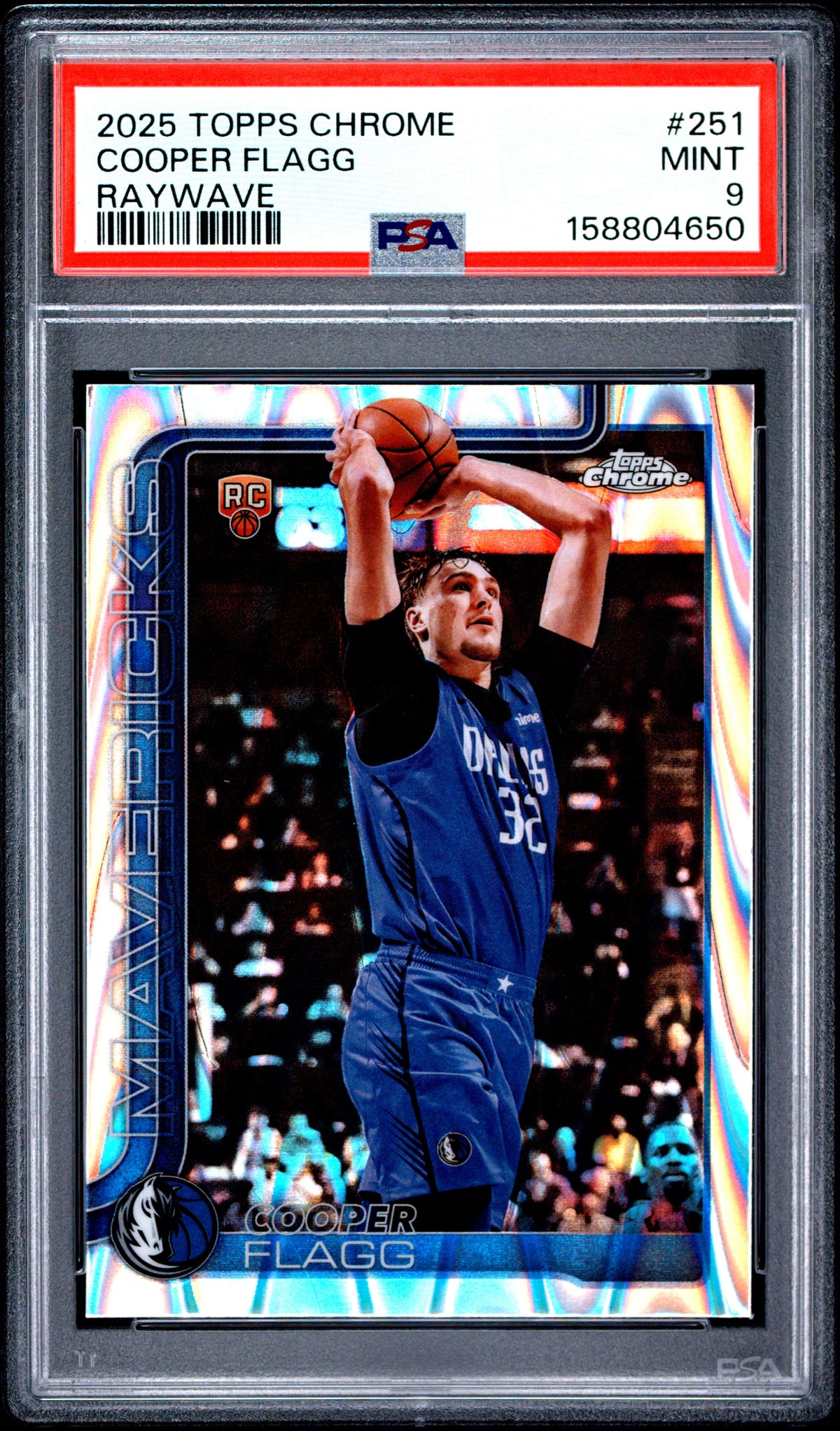 2025 Topps Chrome Basketball Cooper Flagg #251 RayWave Refractor English PSA 9
