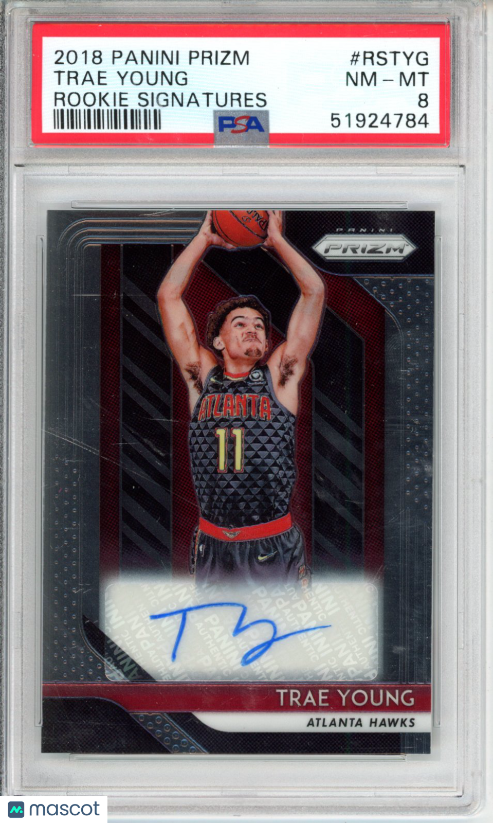 2018 Panini Prizm Rookie Signatures Trae Young #RSTYG PSA 8