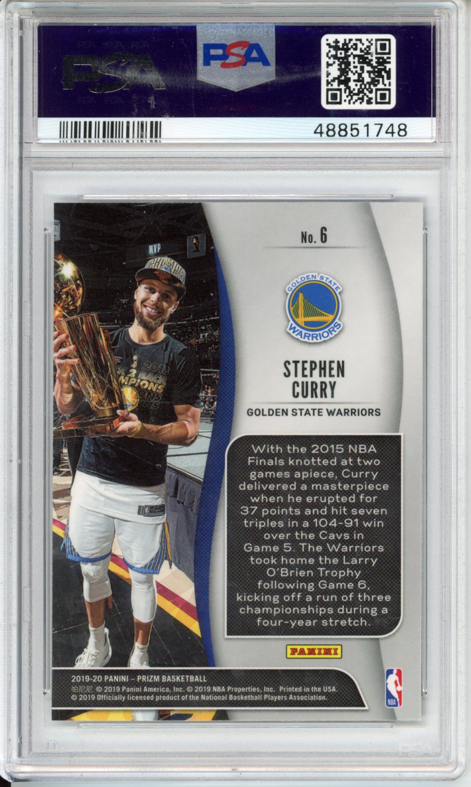 2019 Panini Prizm NBA Finalists Stephen Curry #6 PSA 10