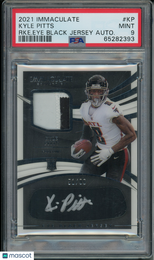 2021 Immaculate Collection Kyle Pitts #KP Rookie Eye Black Jersey Auto PSA 9 RPA