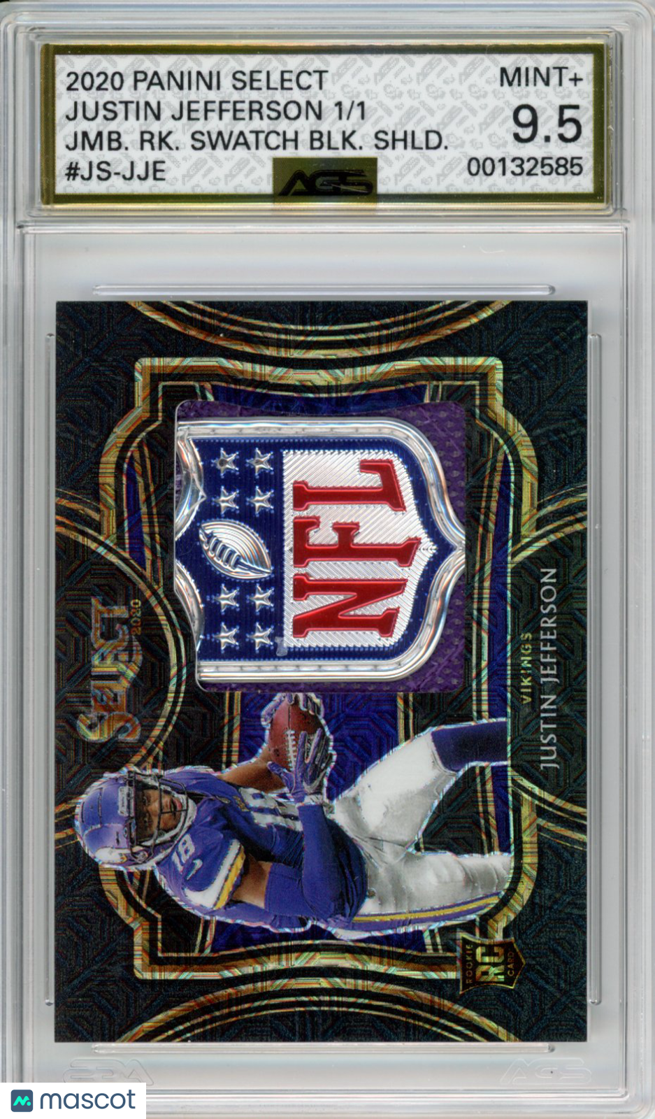 2021 Select Justin Jefferson #JS-JJE Jumbo Rookie Swatch Black Shield 1/1 AGS 9.5