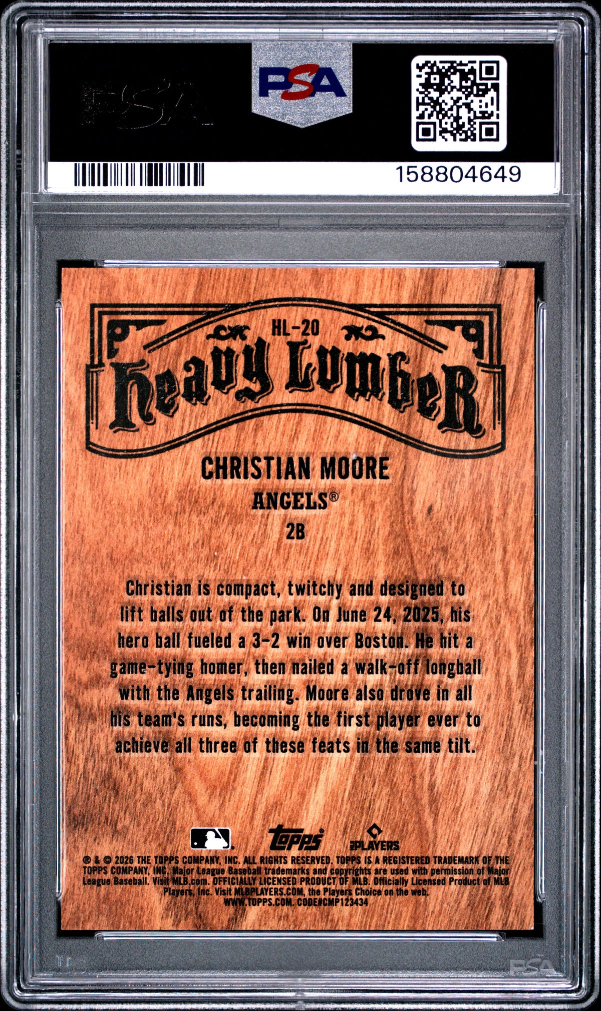 2026 Topps Heavy Lumber Christian Moore 20 English PSA 8