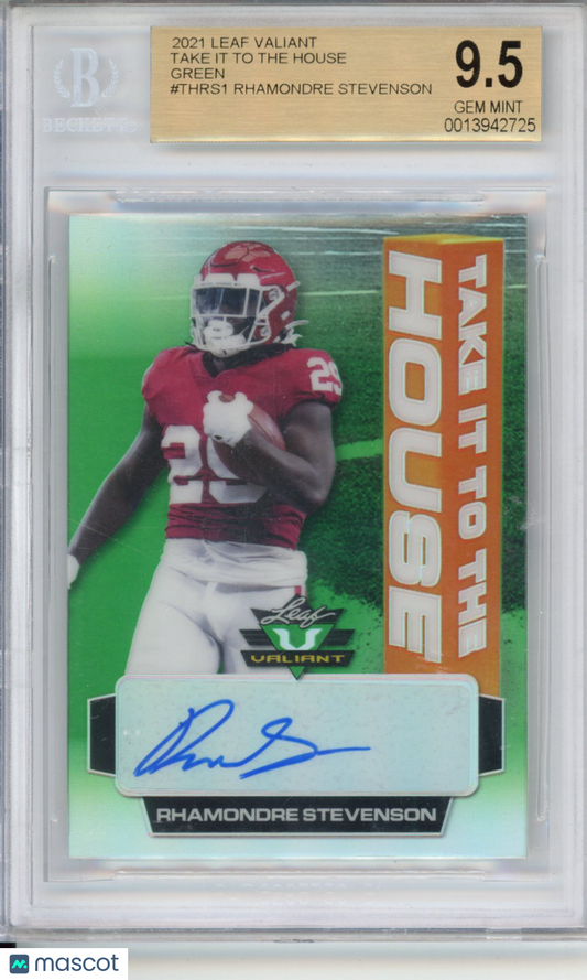 2021 Leaf Valiant Green Auto  Rhamondre Stevenson #THRS1 BGS 9.5 Auto 10
