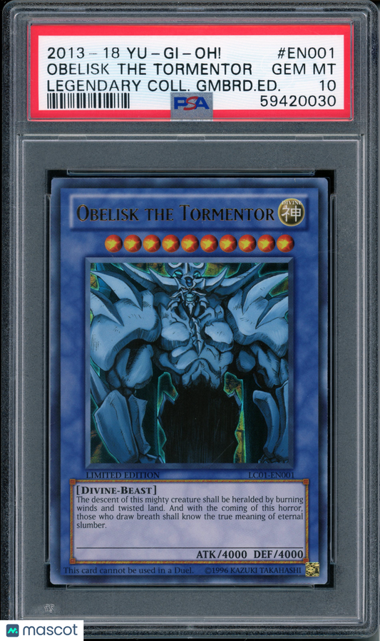 2013Yu-Gi-Oh! Legendary Collection Obelisk The Tormentor #EN001 PSA 10