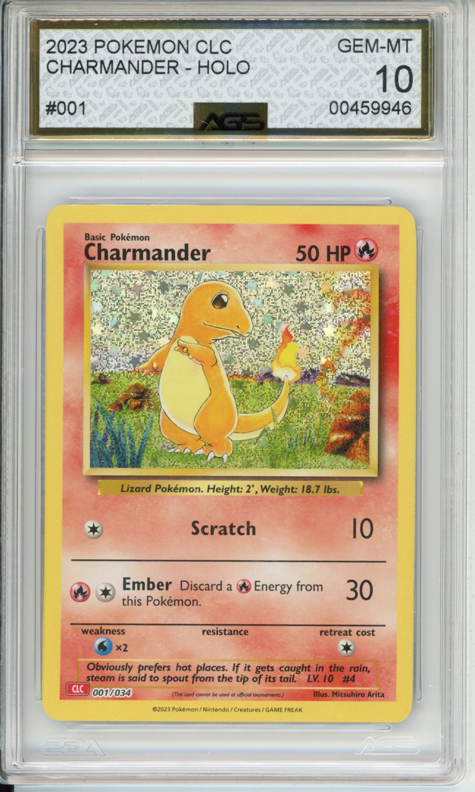 2023 Trading Card Game Classic Charizard & Ho-Oh ex Deck Charmander #001 English AGS 10